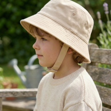 0193X-Biscuit: Infants Plain Biscuit Bucket Hat With Chin Strap (1-4 Years)